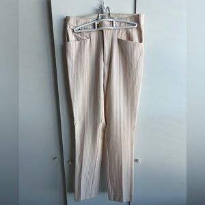 Anthropologie Cream and Pink Slim Pants Size 0 NWOT